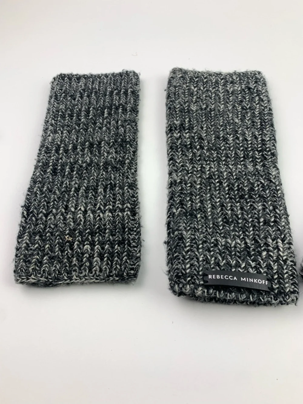 REBECCA MINKOFF Pom-Pom Beanie Hat & Arm Warmer Glove Set Winter Marled